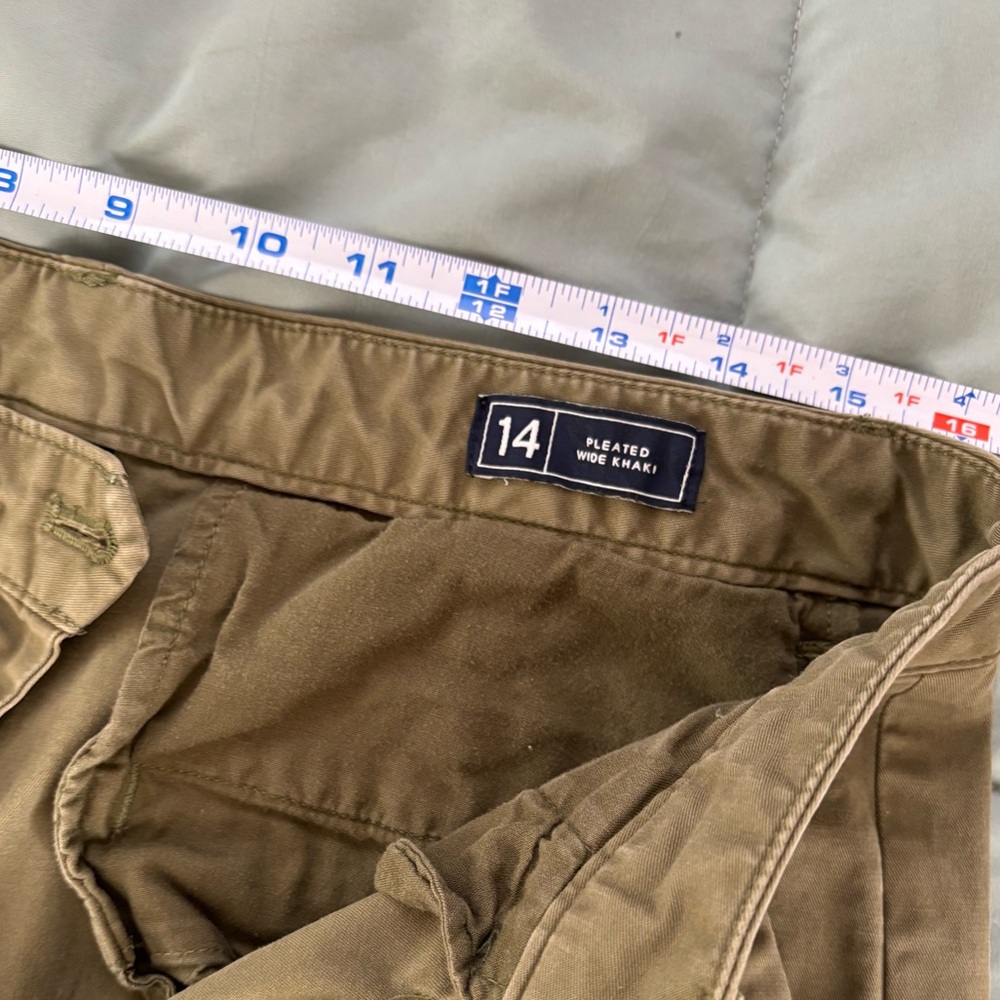 Gap Pleated Wide Leg Army Green Trousers Size 14 - Picture 4 of 6